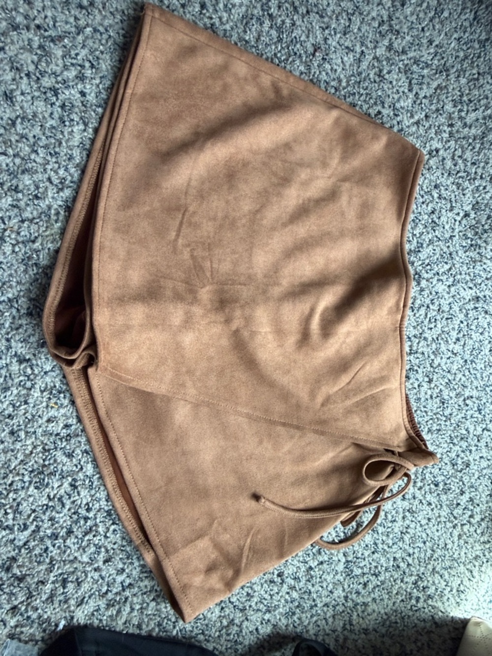 Suede-Look Brown Drawstring Skort